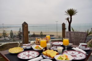 Villa de l'O in Essaouira breakfast bed ocean view