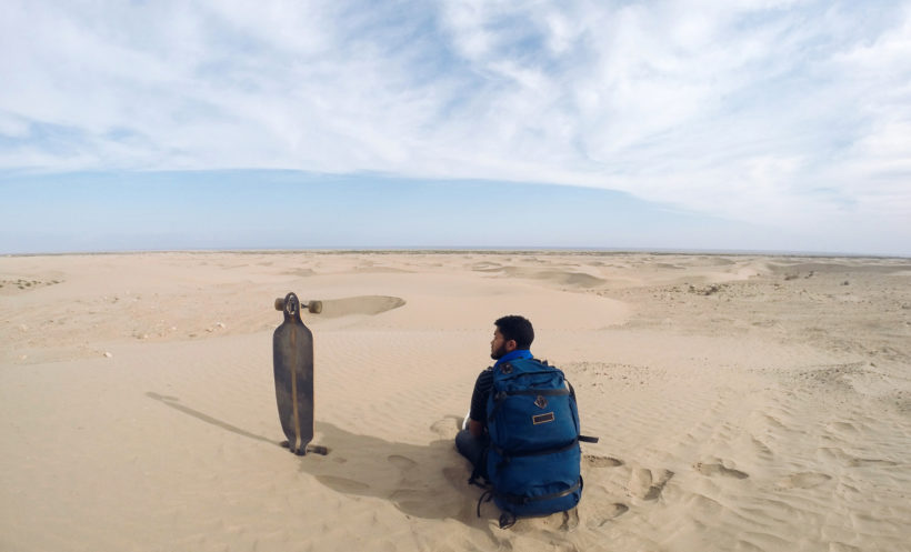 Tarik Raiss Near Laayoun sound of living solo trip 3200 km morocco longboard