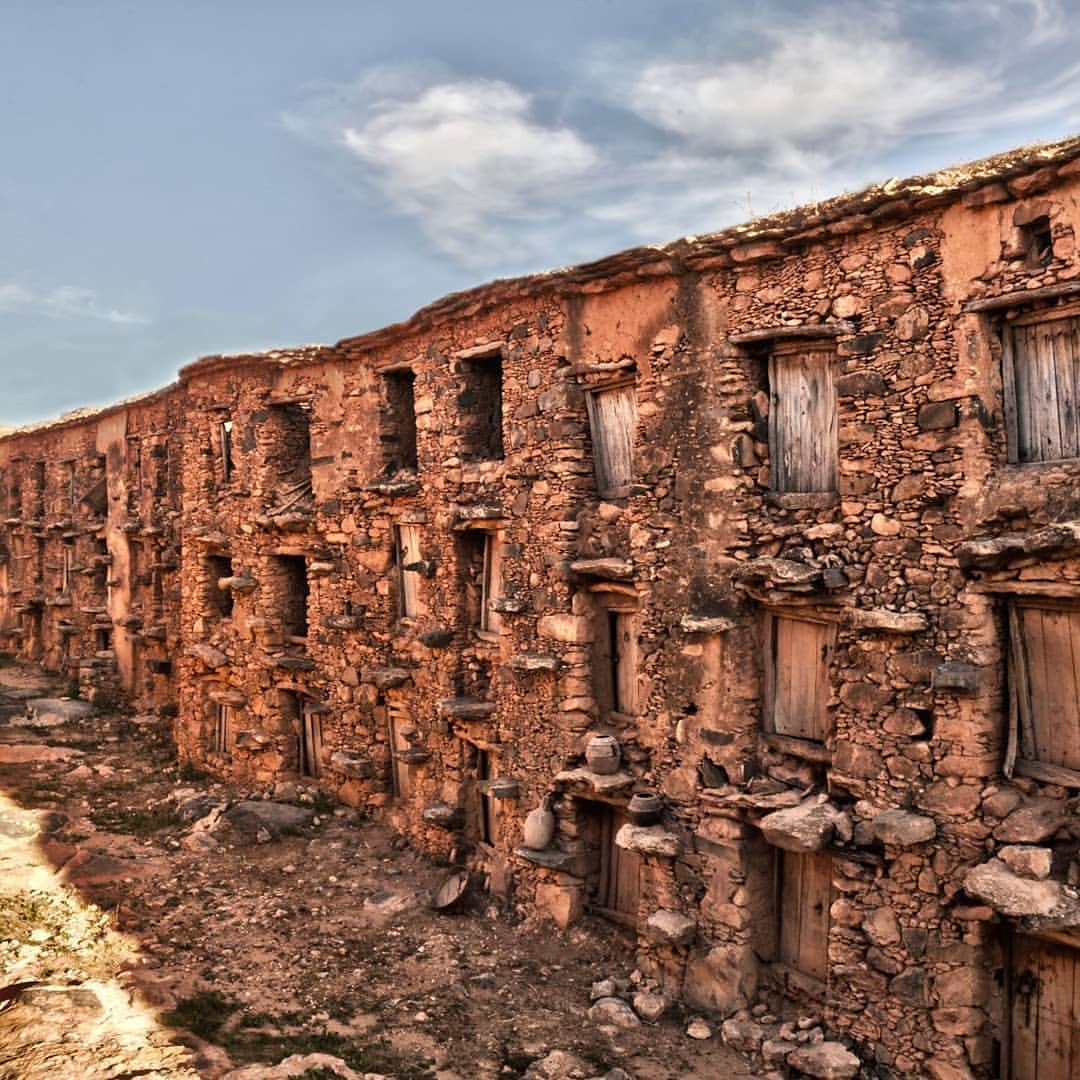 Exterior view of an Igoudar, showing its thick stone walls and protective structure.