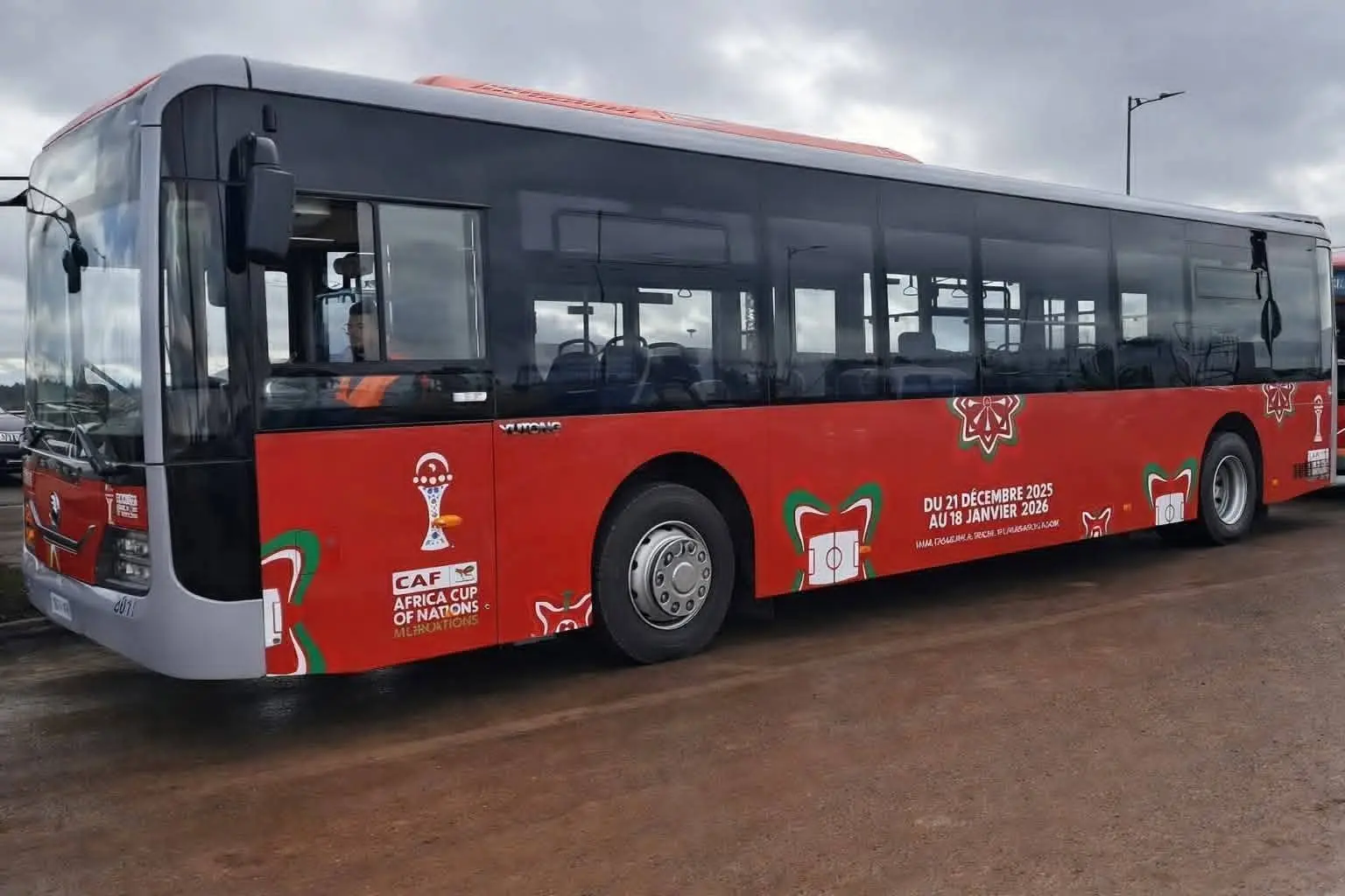 Airport marrakech bus service with passengers boarding Airport bus service with passengers boarding